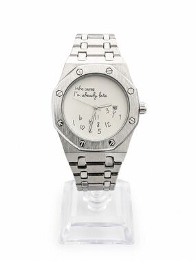 Who cares im already late dial watch Royal Oak Style White dial